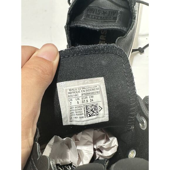 CONVERSE CT All Star Ox Womens Sz 7 Frilly Thrills Black Leather Scalloped Shoes - Picture 9 of 10